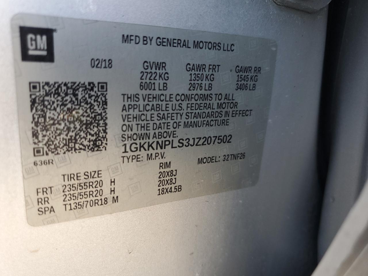 2018 GMC Acadia Denali VIN: 1GKKNPLS3JZ207502 Lot: 81092955