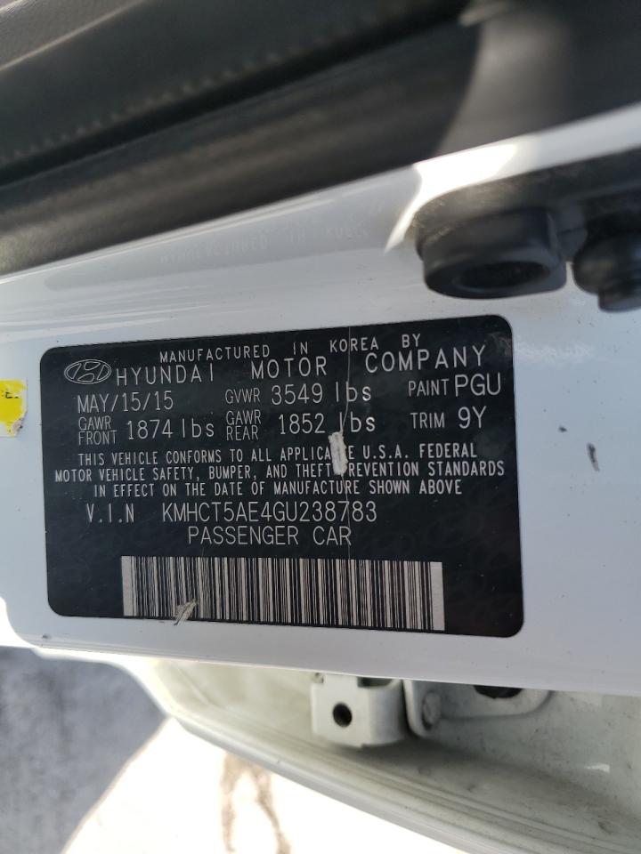 2016 Hyundai Accent Se VIN: KMHCT5AE4GU238783 Lot: 81567445