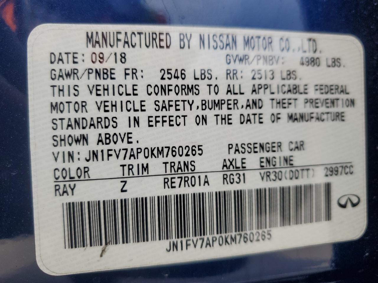 2019 Infiniti Q50 Red Sport 400 VIN: JN1FV7AP0KM760265 Lot: 71615365