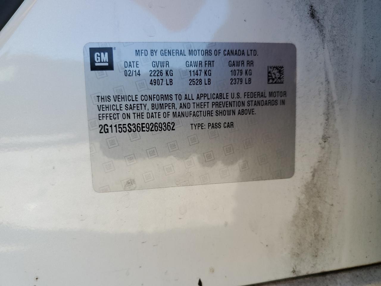 2014 Chevrolet Impala Ltz VIN: 2G1155S36E9269362 Lot: 80061215