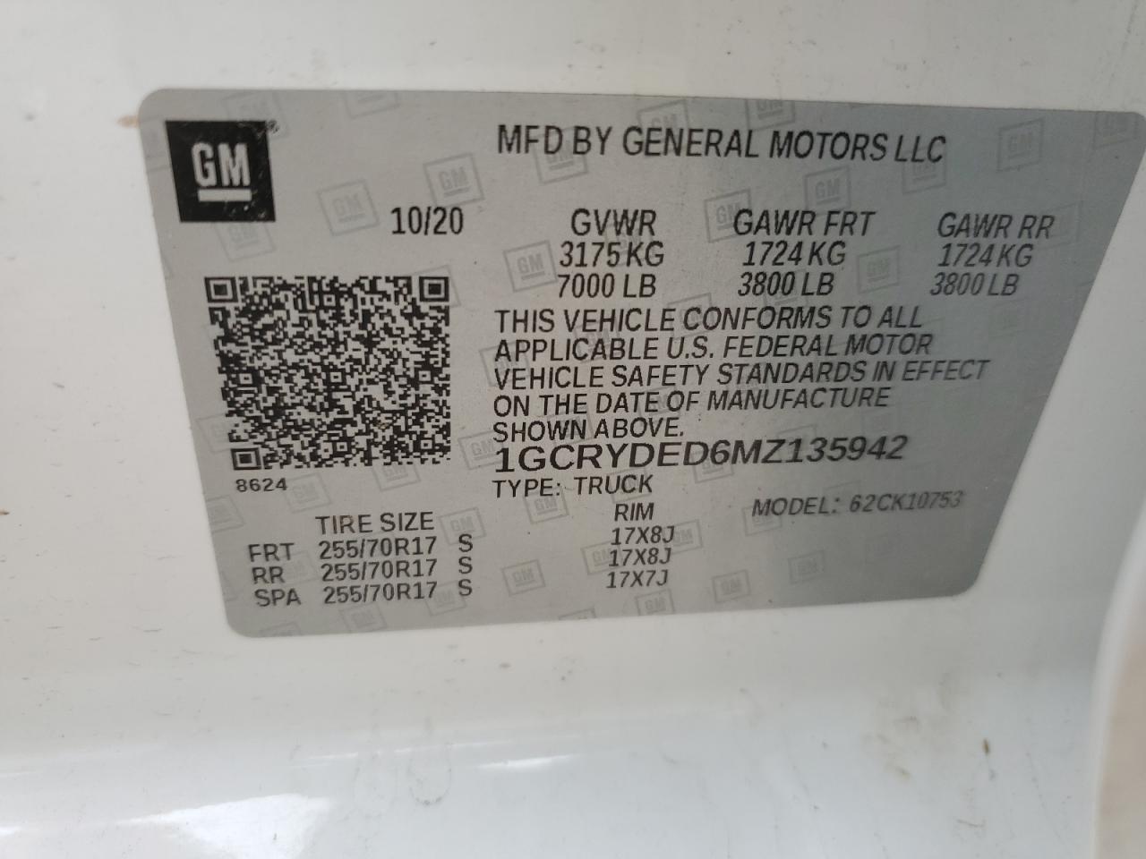 2021 Chevrolet Silverado K1500 Lt VIN: 1GCRYDED6MZ135942 Lot: 71105325