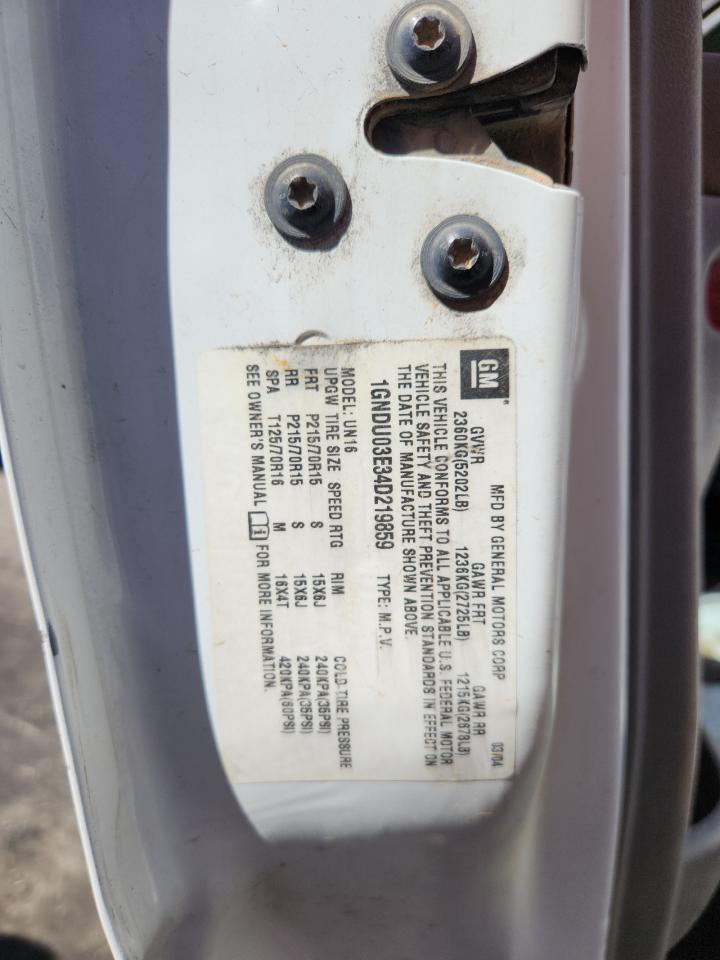 2004 Chevrolet Venture VIN: 1GNDU03E34D219859 Lot: 81650595