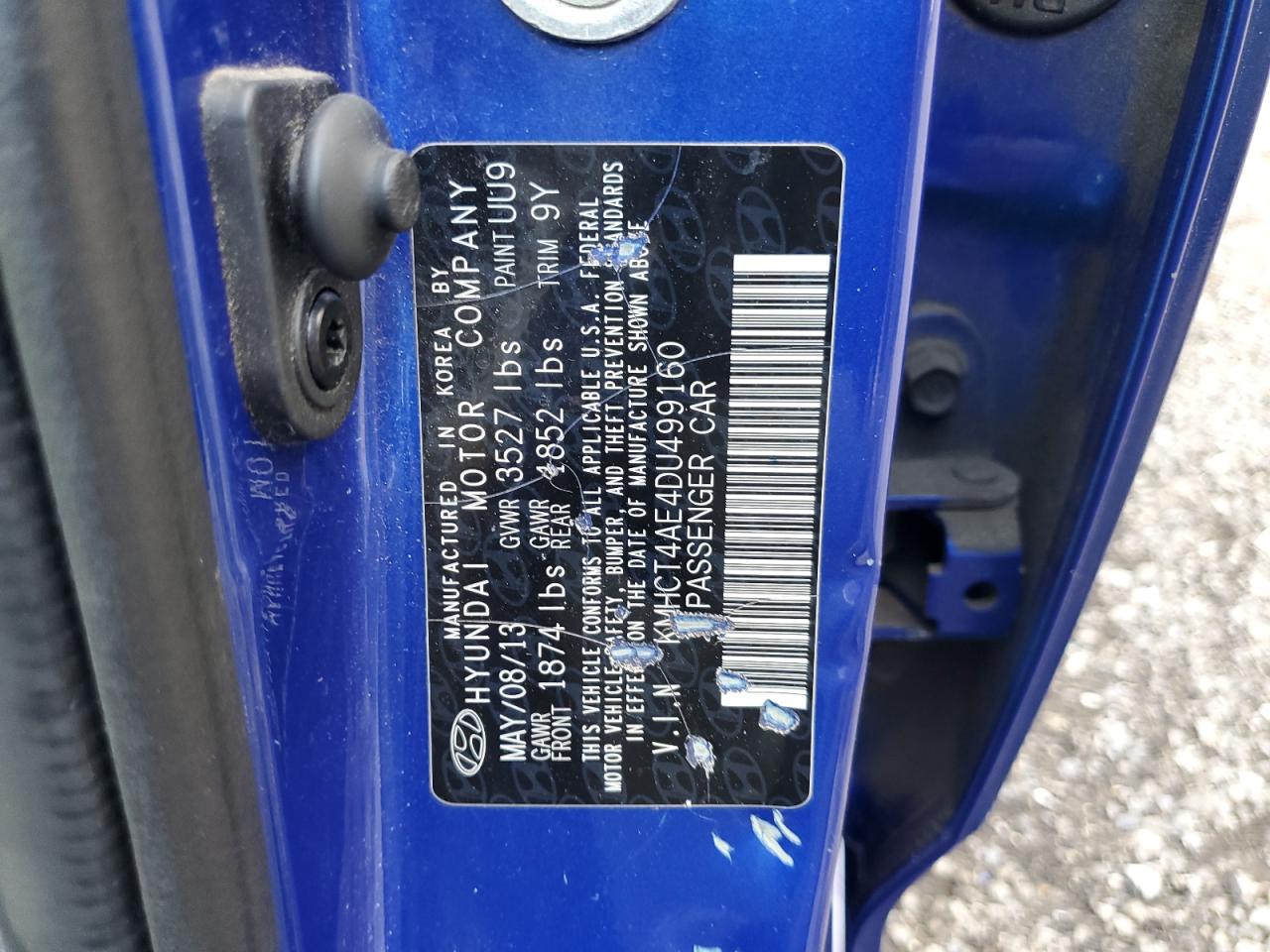 2013 Hyundai Accent Gls VIN: KMHCT4AE4DU499160 Lot: 81841675