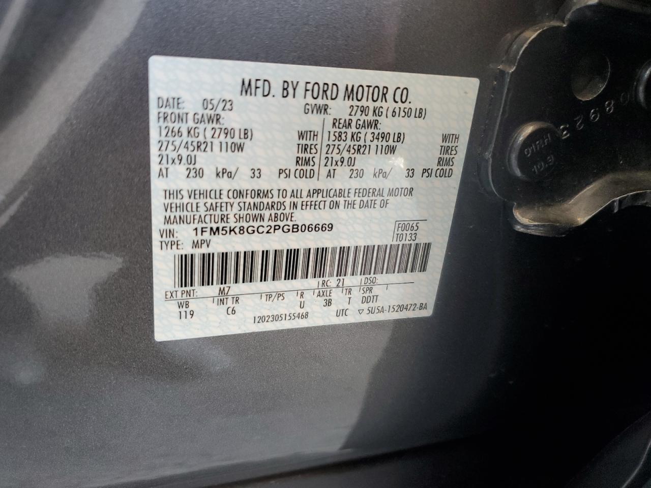 2023 Ford Explorer St VIN: 1FM5K8GC2PGB06669 Lot: 72054245