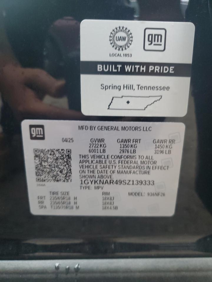 2025 Cadillac Xt5 Luxury VIN: 1GYKNAR49SZ139333 Lot: 81830625