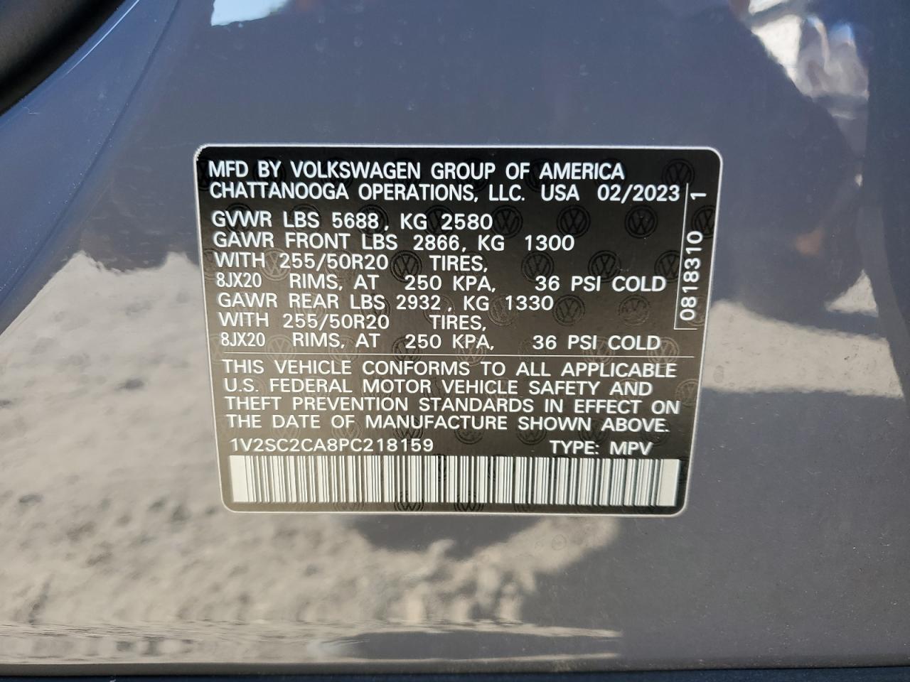 2023 Volkswagen Atlas Cross Sport Sel R-Line VIN: 1V2SC2CA8PC218159 Lot: 71997845