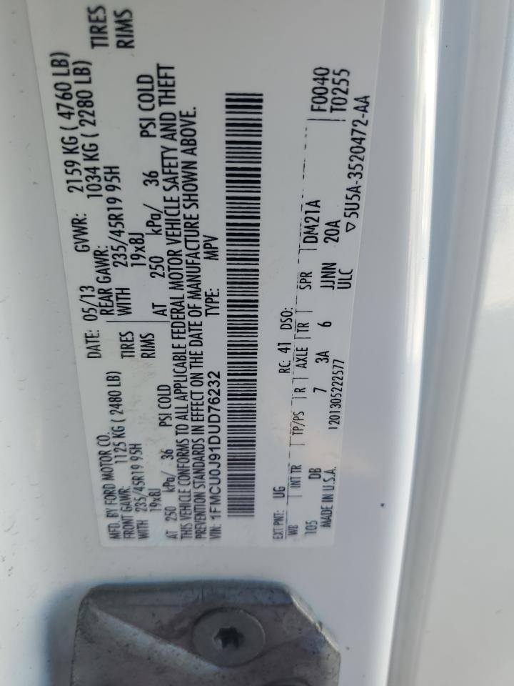 2013 Ford Escape Titanium VIN: 1FMCU0J91DUD76232 Lot: 81092715