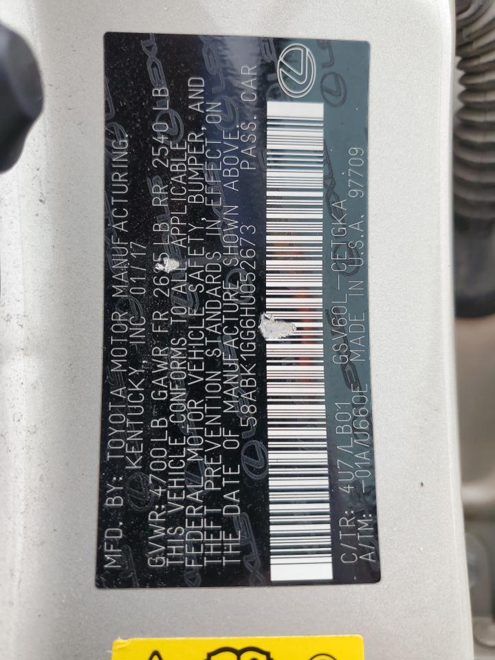 2017 Lexus Es 350 VIN: 58ABK1GG6HU052673 Lot: 71807675