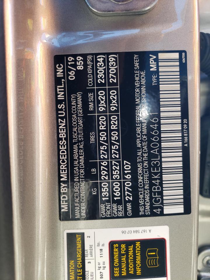 2020 Mercedes-Benz Gle 350 4Matic VIN: 4JGFB4KE3LA066461 Lot: 80674955