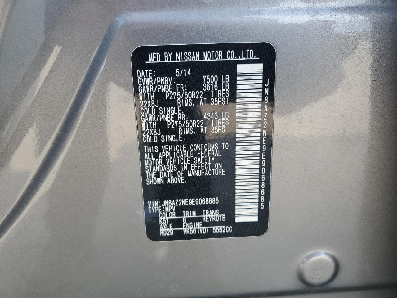 2014 Infiniti Qx80 VIN: JN8AZ2NE9E9068685 Lot: 80409295