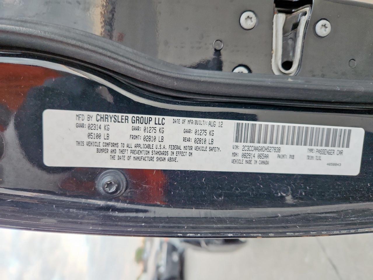 2013 Chrysler 300 VIN: 2C3CCAAG0DH527838 Lot: 81816665
