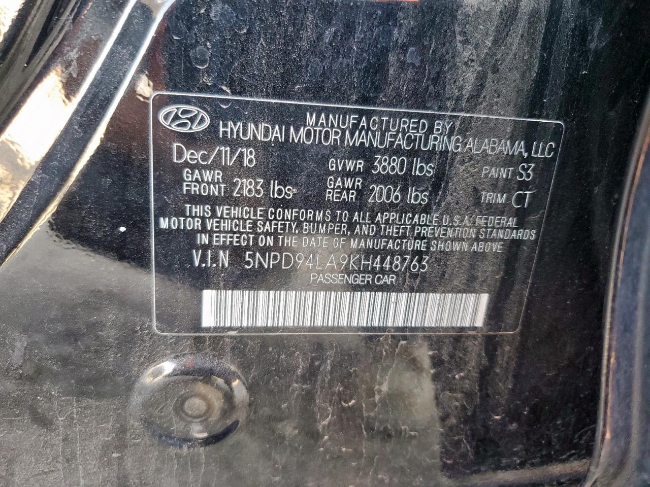 2019 Hyundai Elantra Eco VIN: 5NPD94LA9KH448763 Lot: 80263495