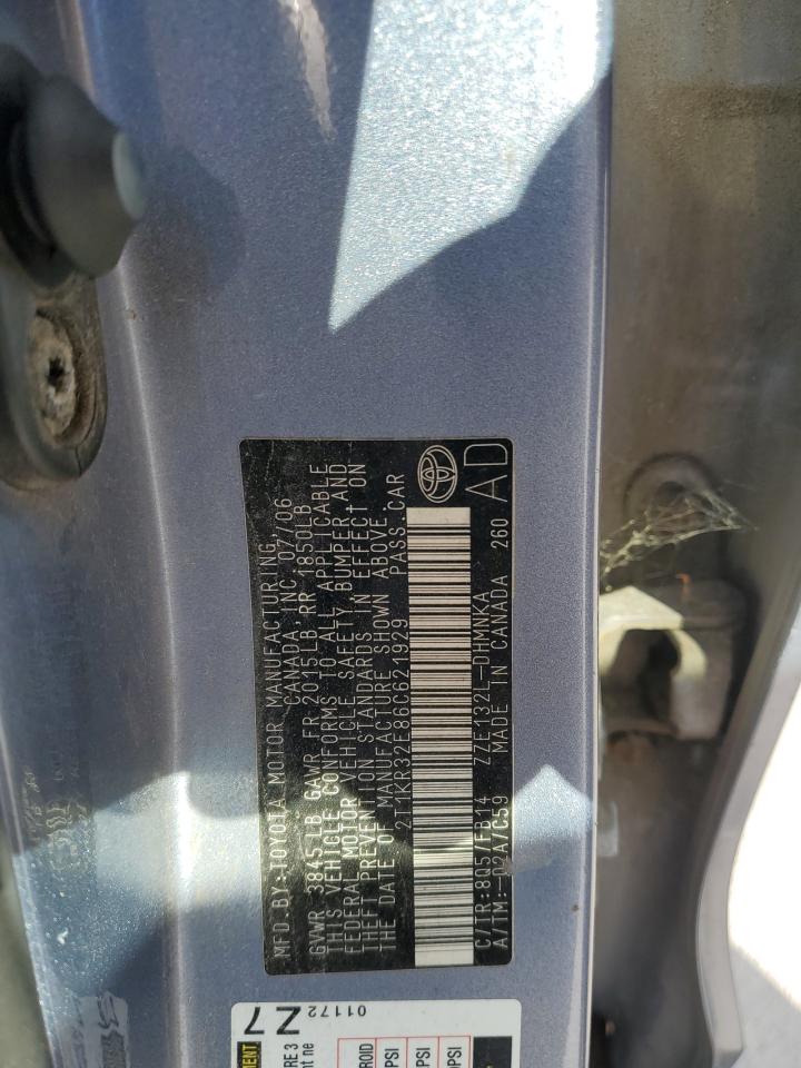 2006 Toyota Corolla Matrix Xr VIN: 2T1KR32E86C621192 Lot: 68726945