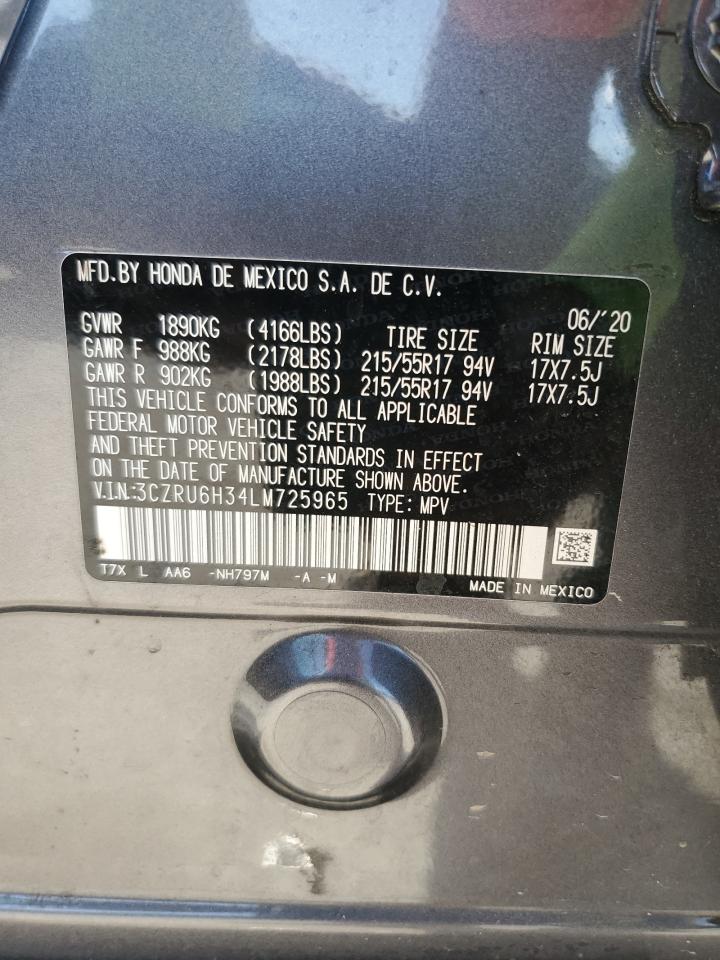 2020 Honda Hr-V Lx VIN: 3CZRU6H34LM725965 Lot: 82021185