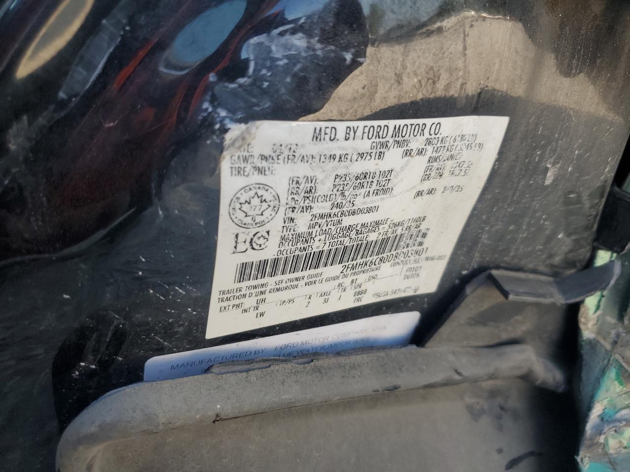 2013 Ford Flex Sel VIN: 2FMHK6C80DBD03801 Lot: 71585375