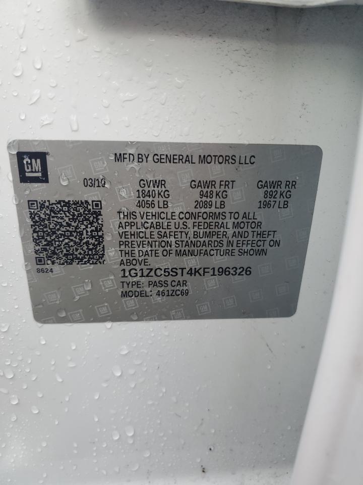 2019 Chevrolet Malibu Ls VIN: 1G1ZC5ST4KF196326 Lot: 81493025