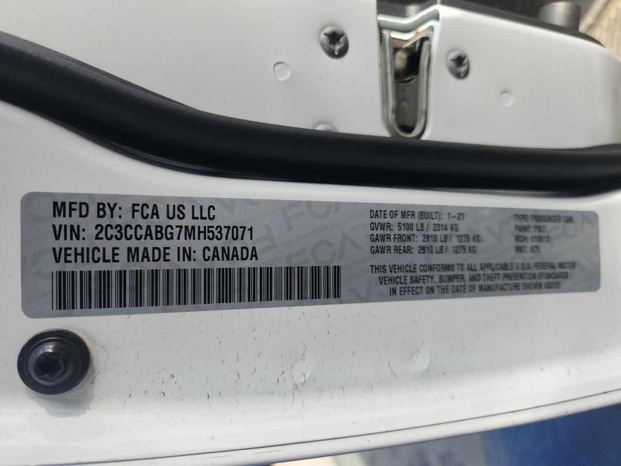 2021 Chrysler 300 S VIN: 2C3CCABG7MH537071 Lot: 83885475