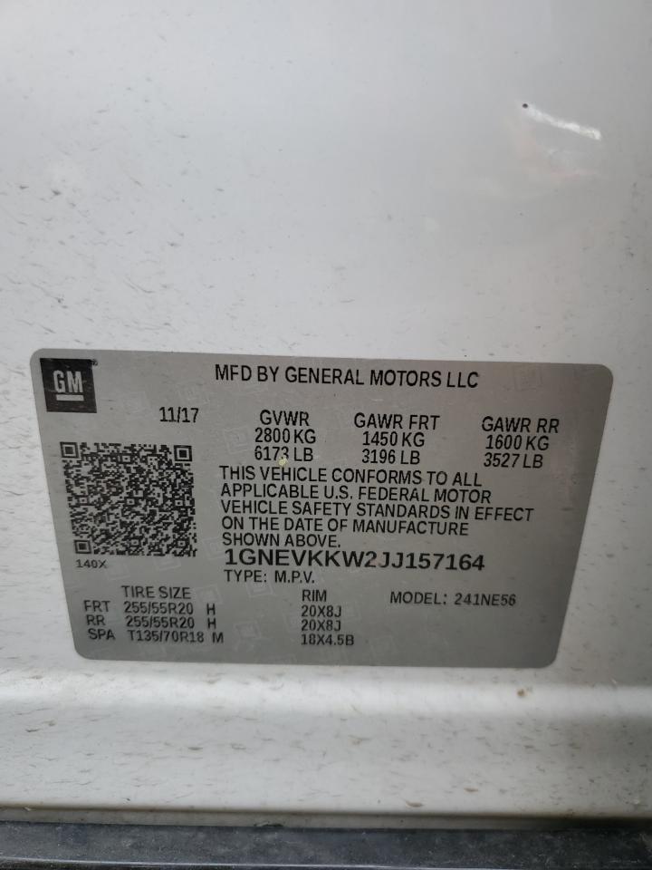 2018 Chevrolet Traverse High Country VIN: 1GNEVKKW2JJ157164 Lot: 83887695