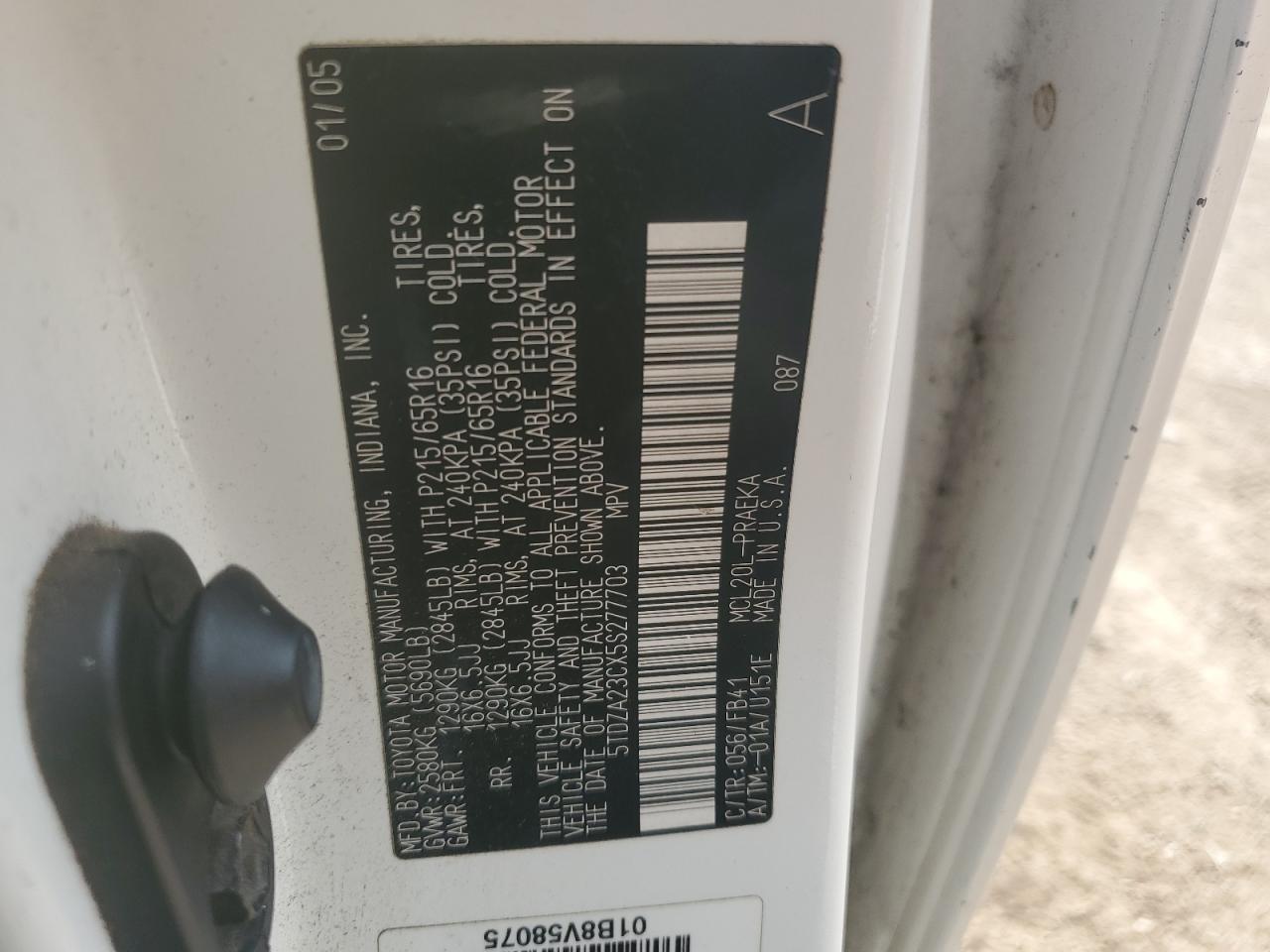 2005 Toyota Sienna Ce VIN: 5TDZA23CX5S277703 Lot: 81115445