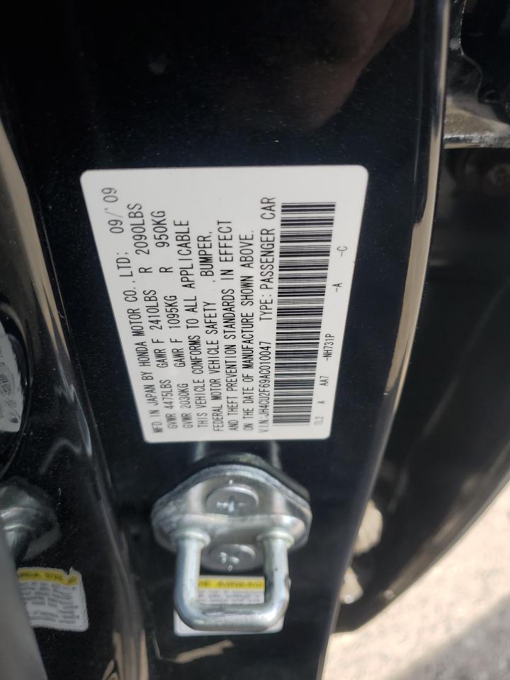 2010 Acura Tsx VIN: JH4CU2F69AC010047 Lot: 70195045