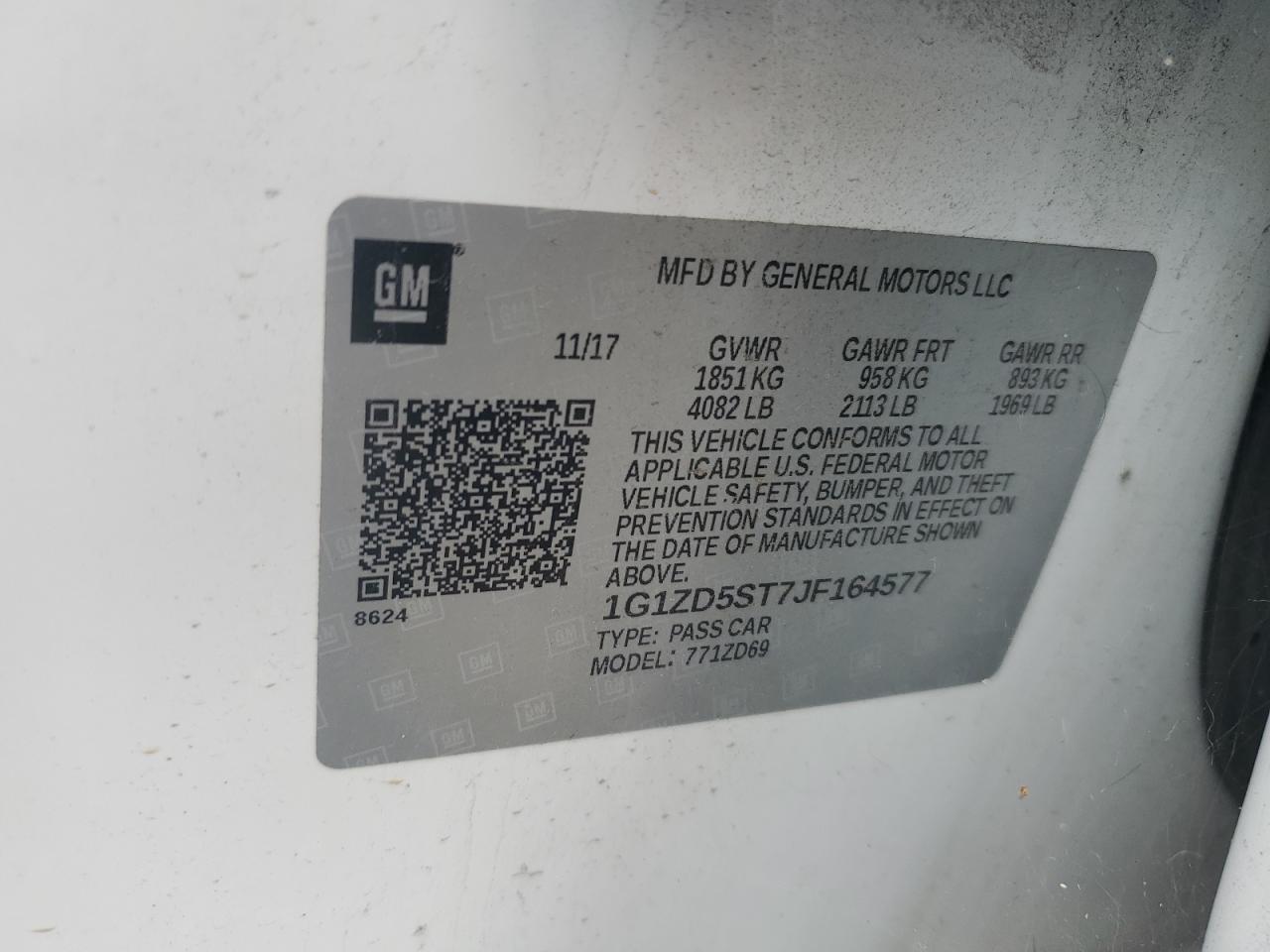 2018 Chevrolet Malibu Lt VIN: 1G1ZD5ST7JF164577 Lot: 81889555