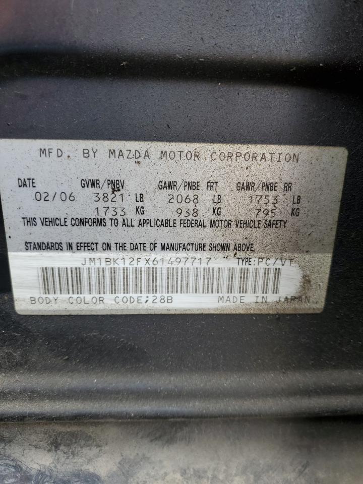 2006 Mazda 3 I VIN: JM1BK12FX61497717 Lot: 71413965