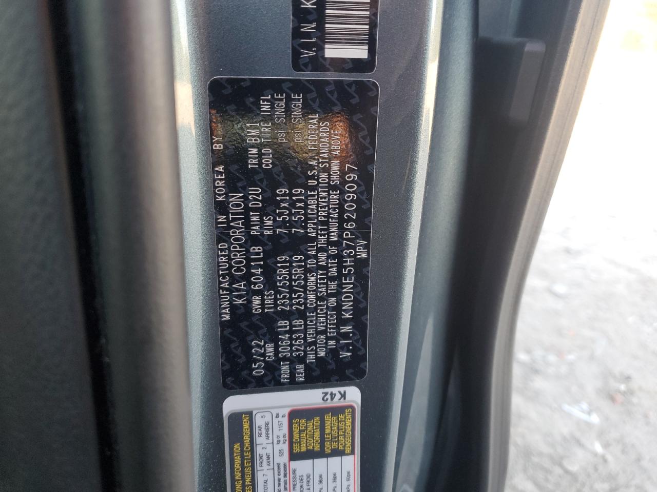 2023 Kia Carnival Sx VIN: KNDNE5H37P6209097 Lot: 84172075