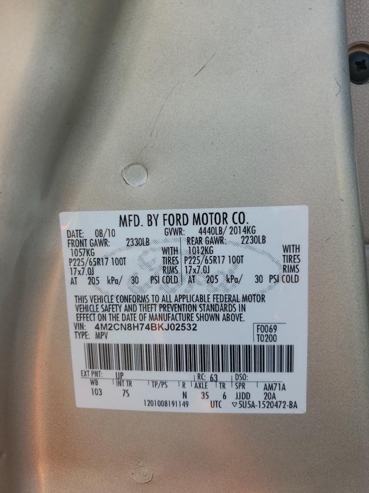 2011 Mercury Mariner Premier VIN: 4M2CN8H74BKJ02532 Lot: 84174975