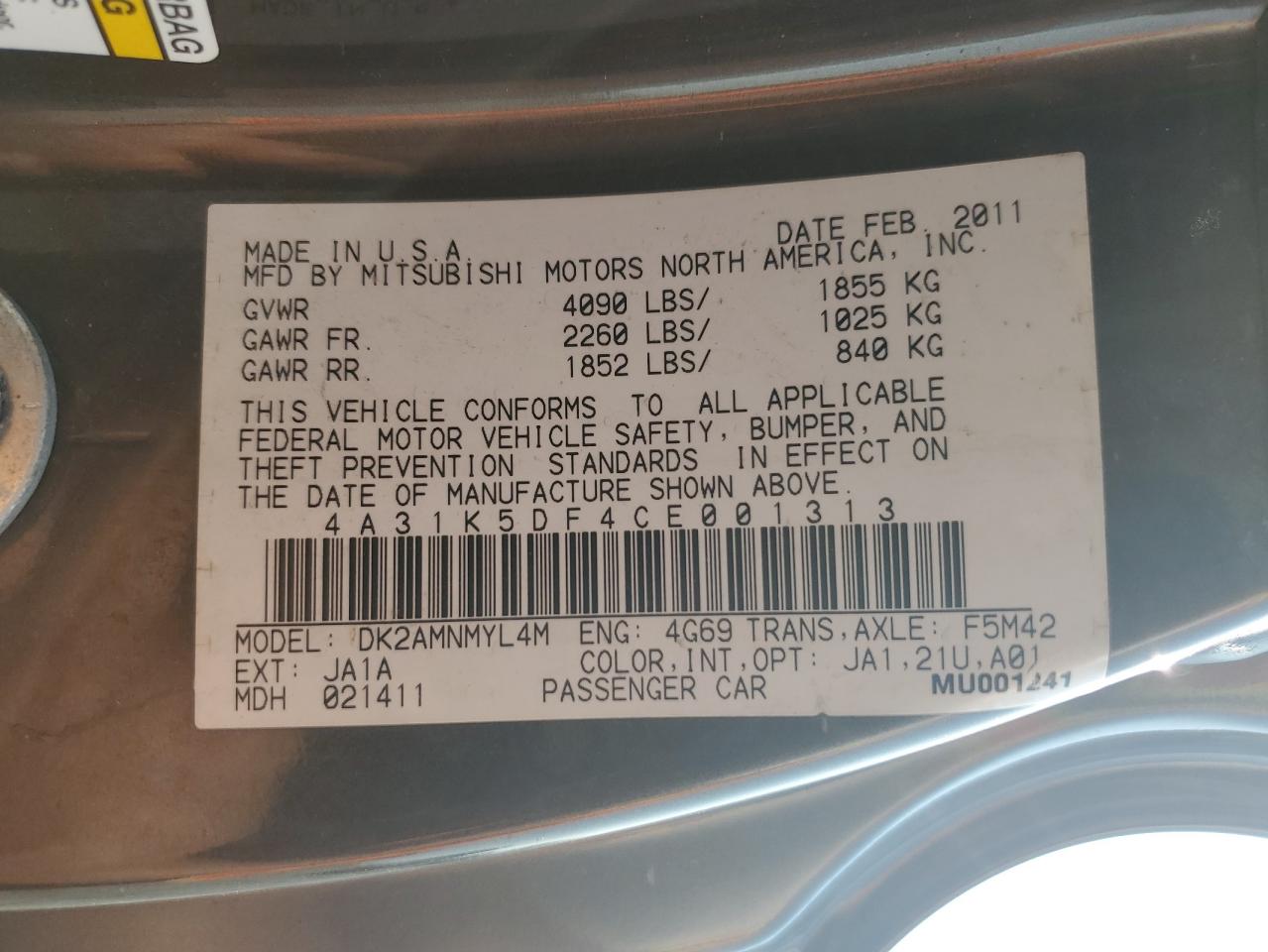 2012 Mitsubishi Eclipse Gs Sport VIN: 4A31K5DF4CE001313 Lot: 80442285