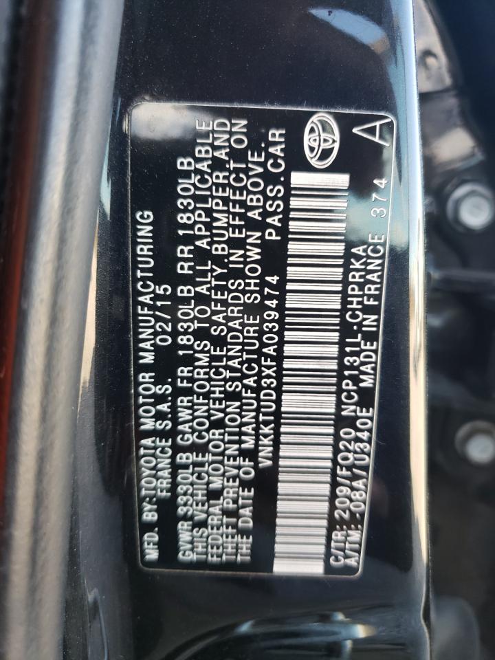2015 Toyota Yaris VIN: VNKKTUD3XFA039474 Lot: 82134465