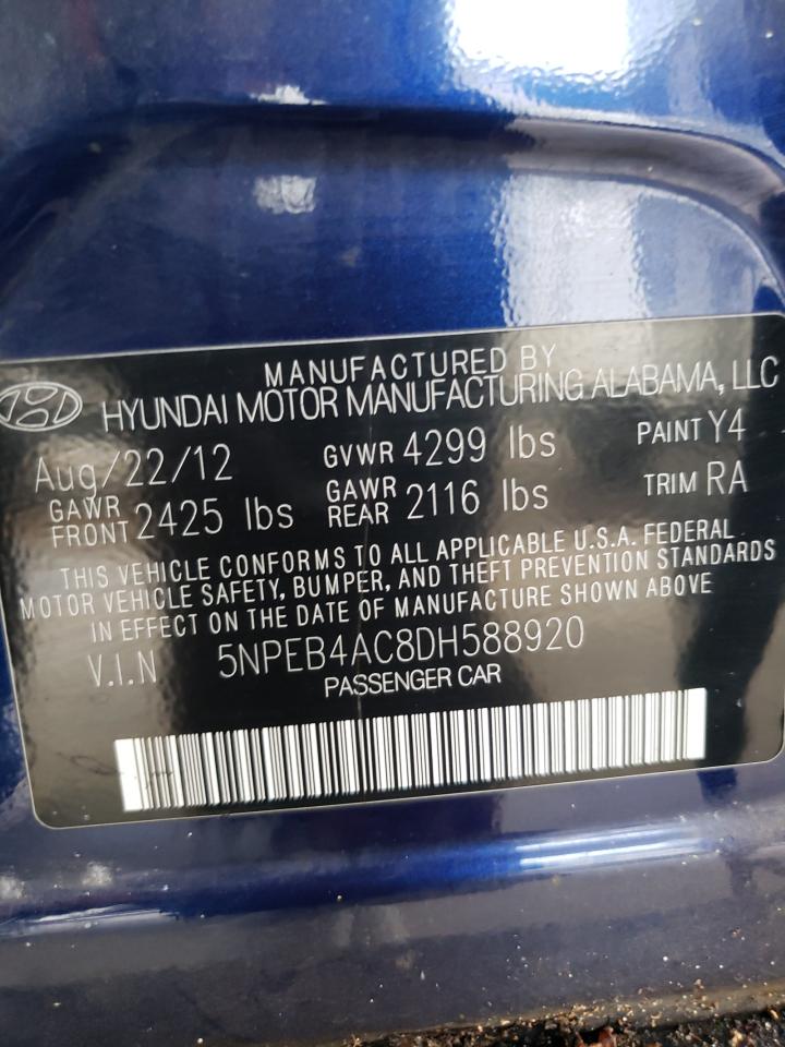 2013 Hyundai Sonata Gls VIN: 5NPEB4AC8DH588920 Lot: 71924325
