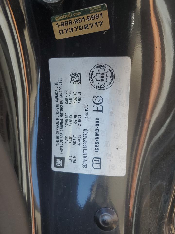 2014 Chevrolet Camaro Ls VIN: 2G1FA1E31E9270750 Lot: 70332835