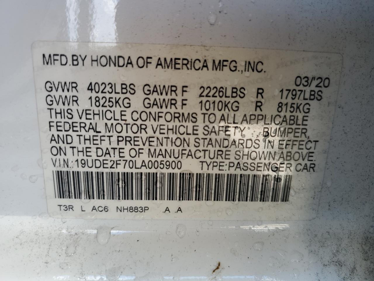2020 Acura Ilx Premium VIN: 19UDE2F70LA005900 Lot: 80868955
