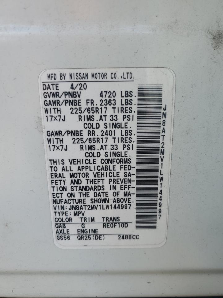 2020 Nissan Rogue S VIN: JN8AT2MV1LW144997 Lot: 70735755