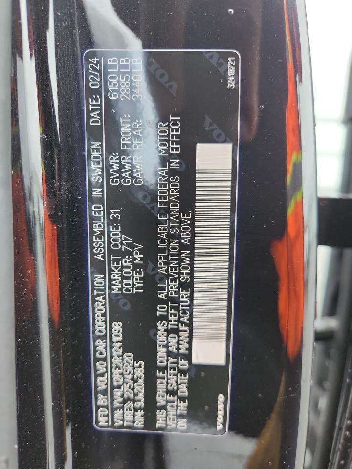2024 Volvo Xc90 Plus VIN: YV4L12PE2R1241098 Lot: 81347515