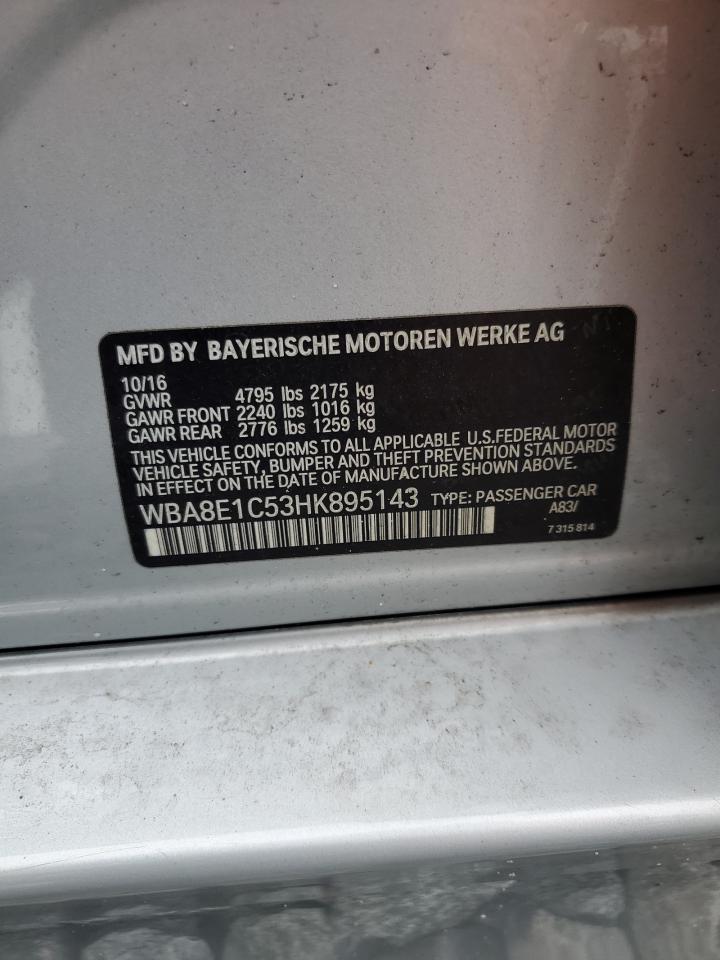 2017 BMW 330E VIN: WBA8E1C53HK895143 Lot: 81853225