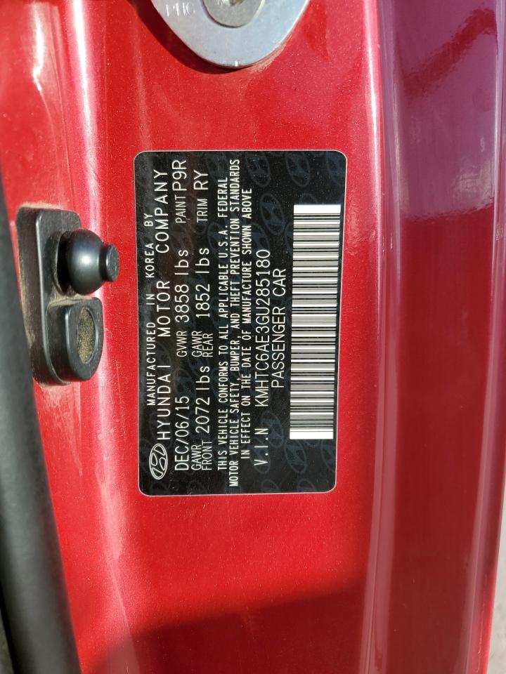 2016 Hyundai Veloster Turbo VIN: KMHTC6AE3GU285180 Lot: 80324005