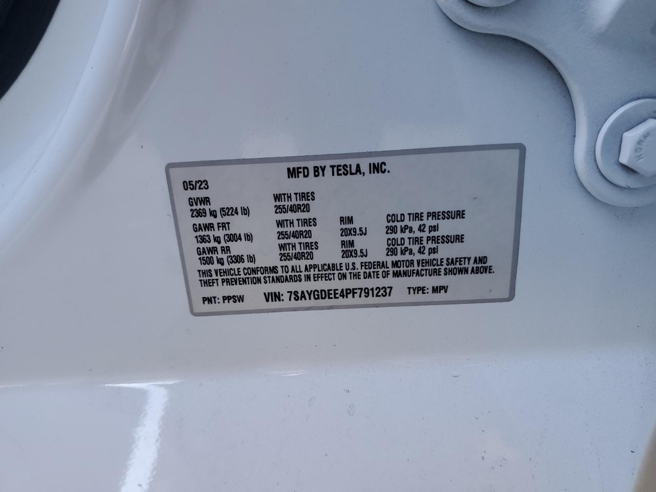 2023 Tesla Model Y VIN: 7SAYGDEE4PF791237 Lot: 80880605