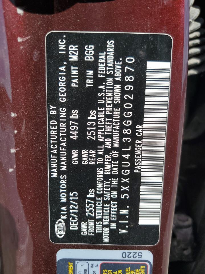 2016 Kia Optima Ex VIN: 5XXGU4L38GG029870 Lot: 81708885