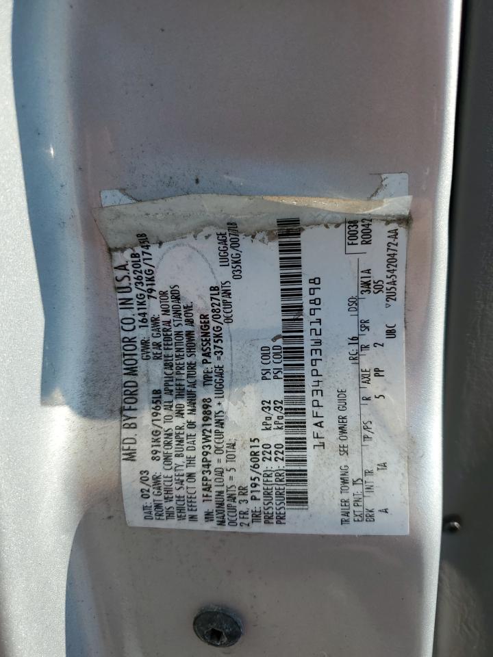 2003 Ford Focus Se VIN: 1FAFP34P93W219898 Lot: 81529125