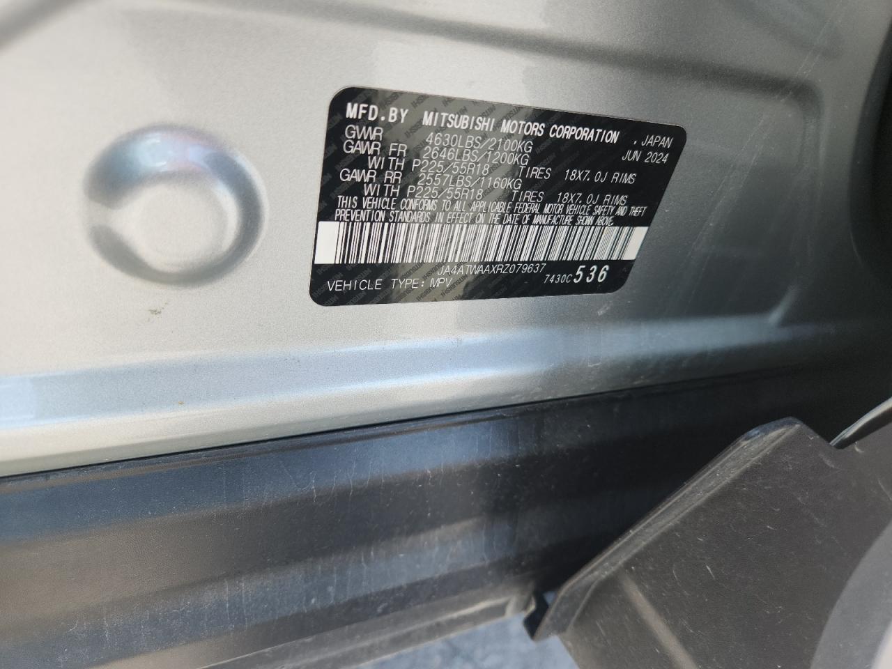2024 Mitsubishi Eclipse Cross Se VIN: JA4ATWAAXRZ079637 Lot: 80731065