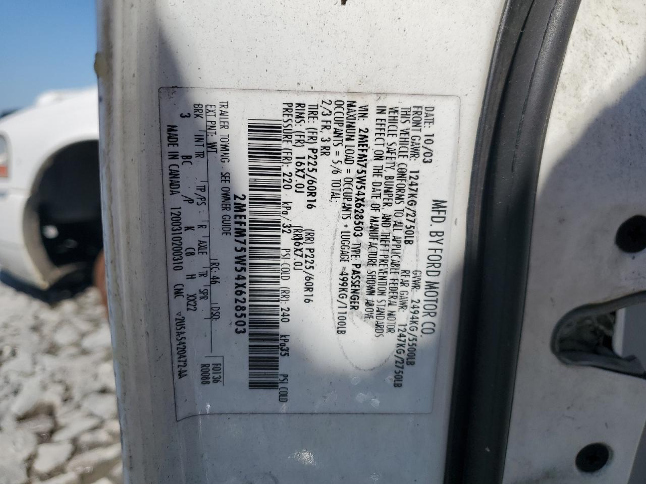 2004 Mercury Grand Marquis Ls VIN: 2MEFM75W54X628503 Lot: 87262225