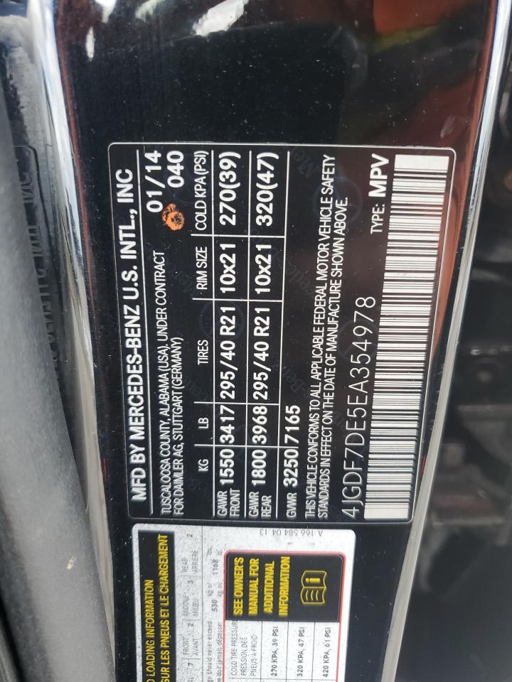 2014 Mercedes-Benz Gl 550 4Matic VIN: 4JGDF7DE5EA354978 Lot: 81188395