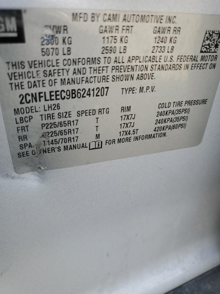 2011 Chevrolet Equinox Lt VIN: 2CNFLEEC9B6241207 Lot: 81104685