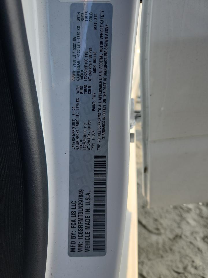 2020 Ram 1500 Big Horn/Lone Star VIN: 1C6SRFMT3LN297849 Lot: 80630125