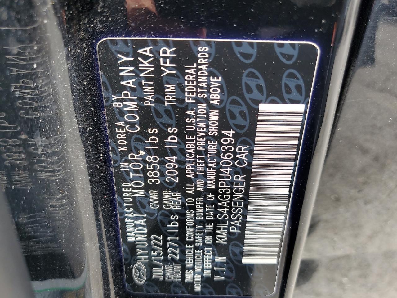 2023 Hyundai Elantra Sel VIN: KMHLS4AG3PU406394 Lot: 82033795