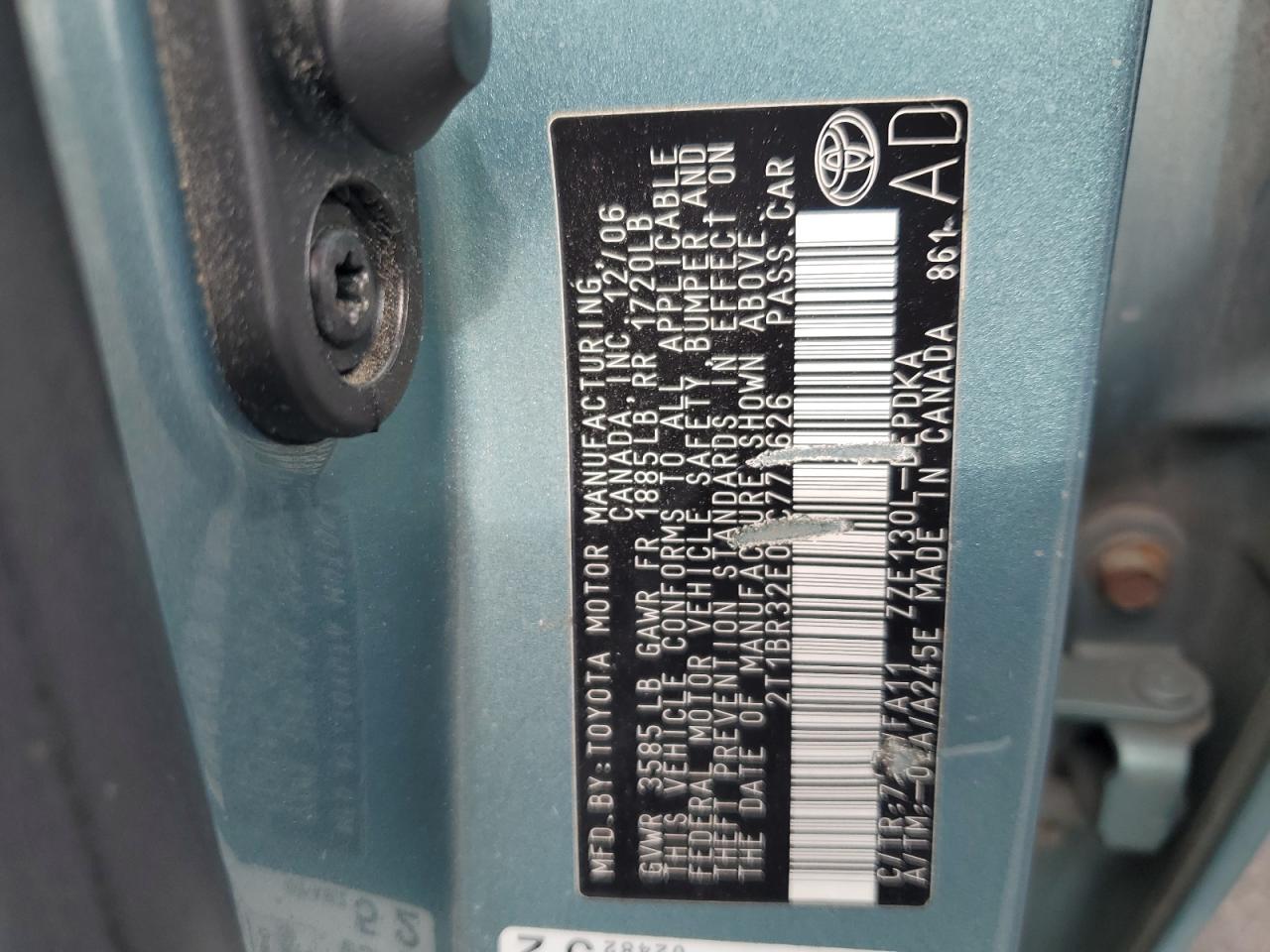 2007 Toyota Corolla Ce VIN: 2T1BR32E07C777626 Lot: 80335815