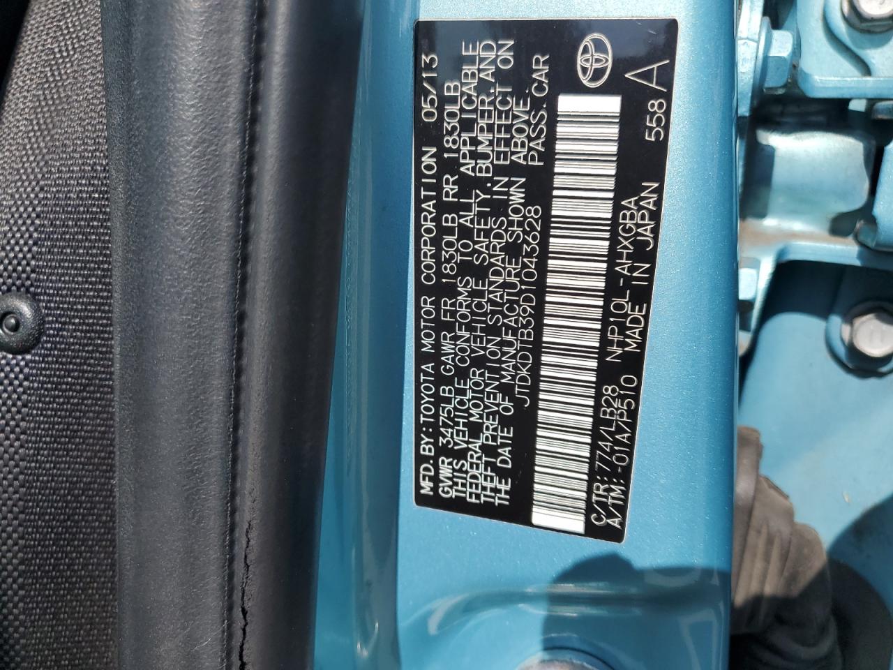 2013 Toyota Prius C VIN: JTDKDTB39D1043628 Lot: 81910315