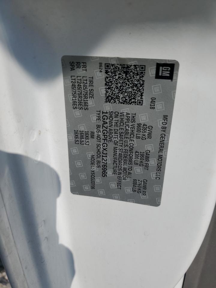 2018 Chevrolet Express G3500 Lt VIN: 1GAZGPFGXJ1276965 Lot: 80631365