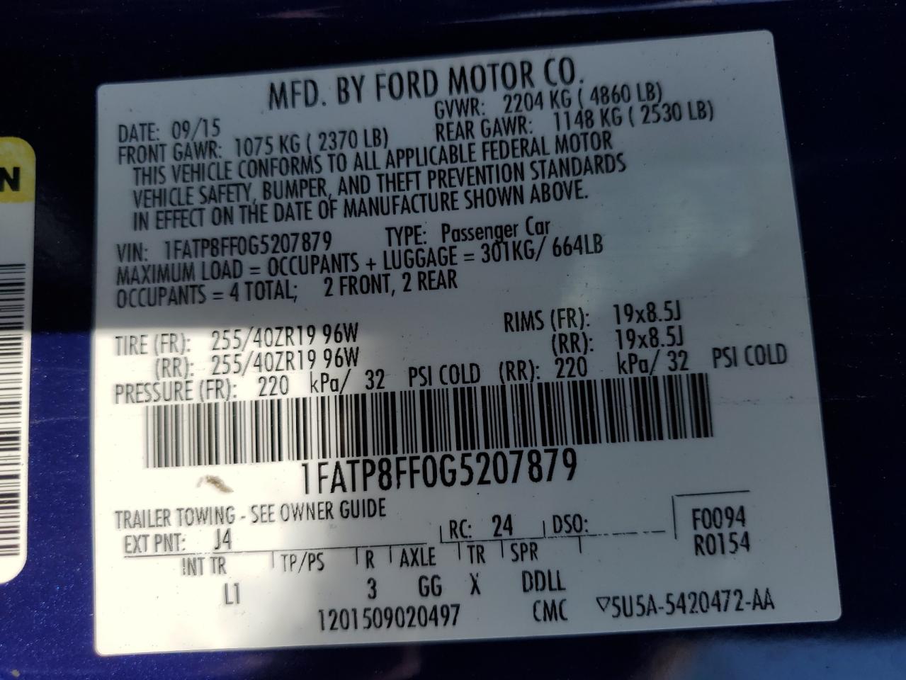 2016 Ford Mustang Gt VIN: 1FATP8FF0G5207879 Lot: 83833405